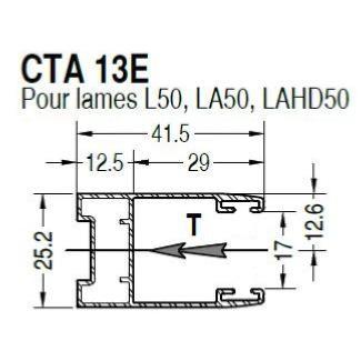 Coulisse aluminium étroite pour lames de 50 mm existe en plusieurs couleurs, longueur de 3 ml