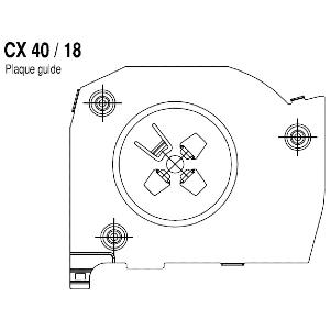 Plaque-guide coté opposé manoeuvre, support roulement coté droit pour coffre SOPROFEN CX18