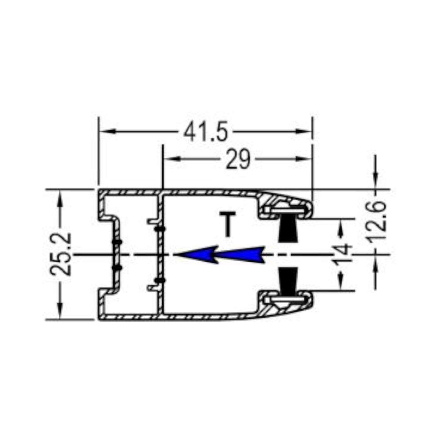 Coulisse aluminium avec joint pour lames de 37 mm, coloris blanc, longueur de 3ml