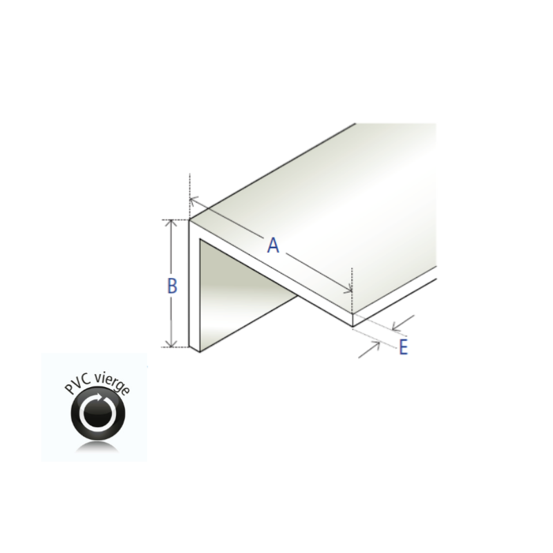 Cornière asymé angle vif PVC vierge blanc 40x20x2,5 mm