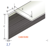 Cornire  pan coup en PVC rgnr blanc 80 x 30 x 80 x 2,7 mm