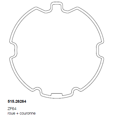 Roue + couronne moteur Nice pour axe ZF64