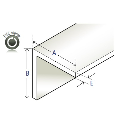 Cornière symétrique en PVC vierge, blanc vierge, 20 x 20 x 2,5 mm