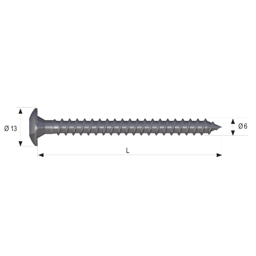 Vis pour fixation côté maçonnerie Ø 6 x 60mm